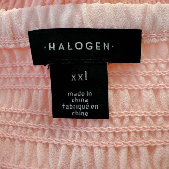 Halogen Square Neck Cottagecore Smocked Sheer Puff Long Sleeve Blouse Pink XXL - Picture 7 of 11